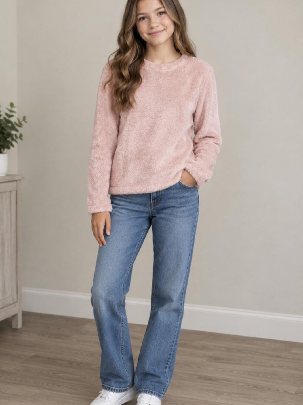 Girls' Fleece Pullover Sweatshirt - Cat & Jack Youth XL 14/16 Pink